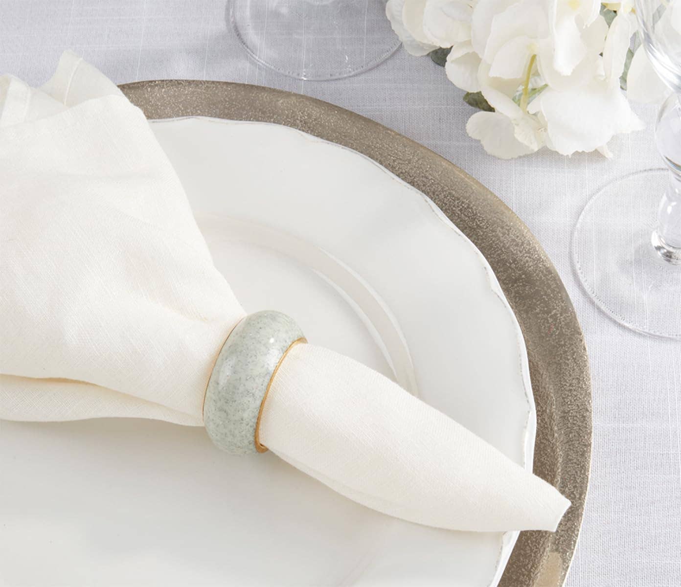Classic Green Dome Metal Napkin Ring