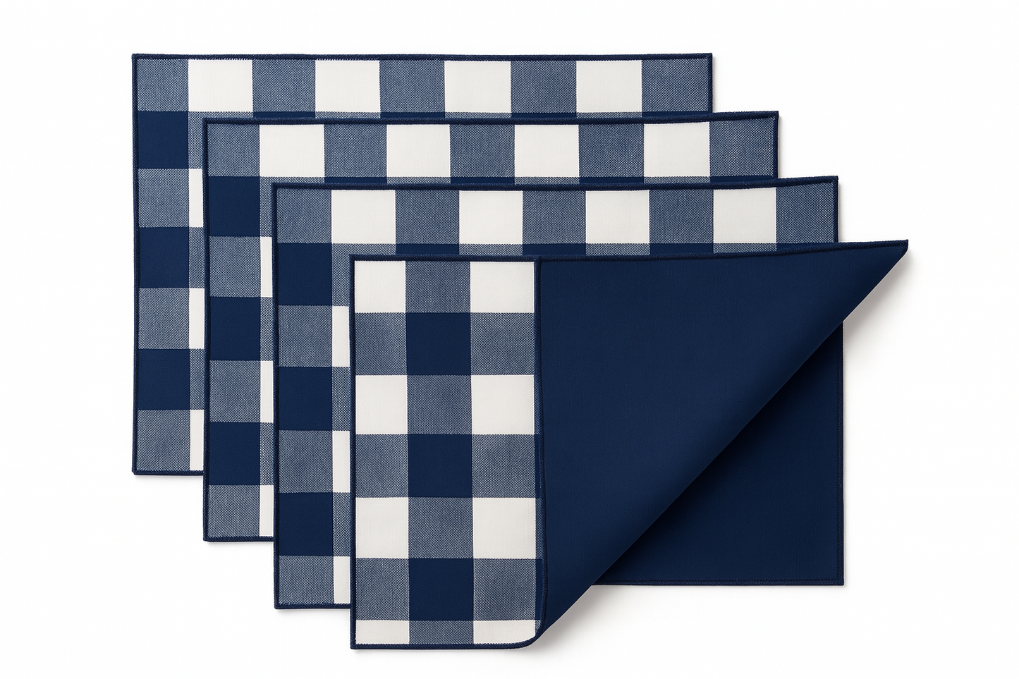 Navy Handmade Buffalo Plaid Reversible 14"x20" Placemat