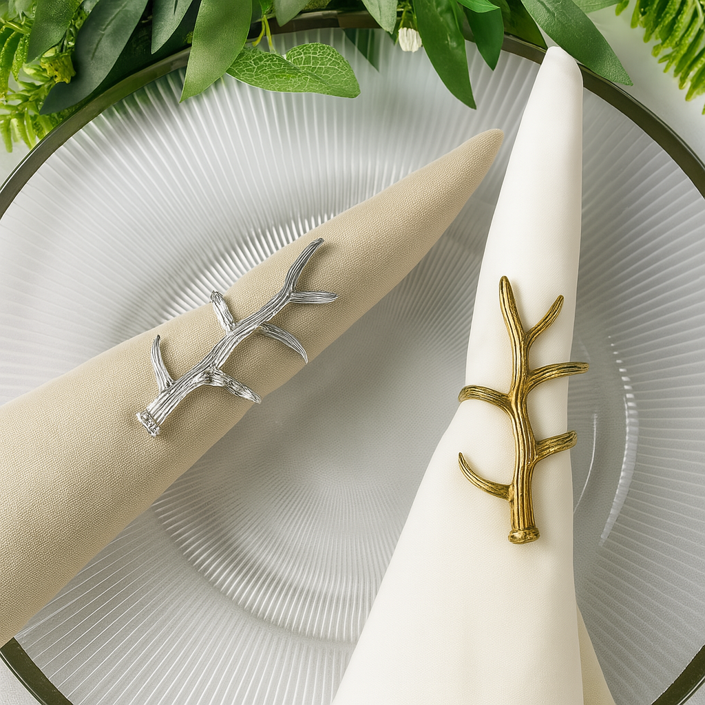Rustic Antler Design Metal Napkin Ring