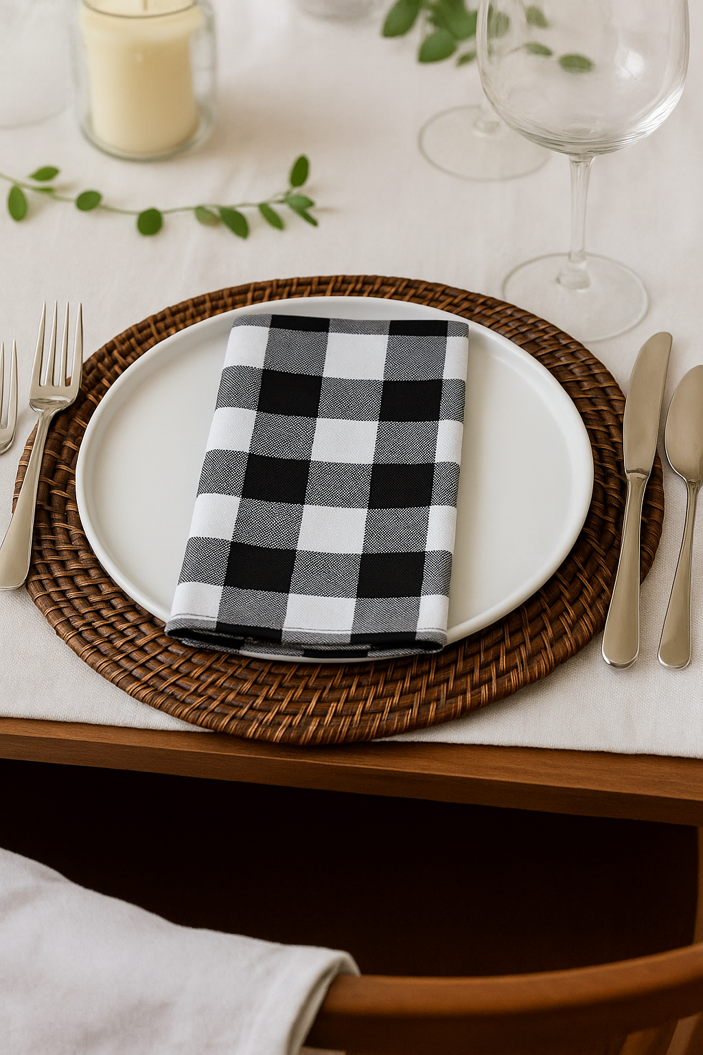 Black and White Farmhouse Plaid 18" Cloth Napkin