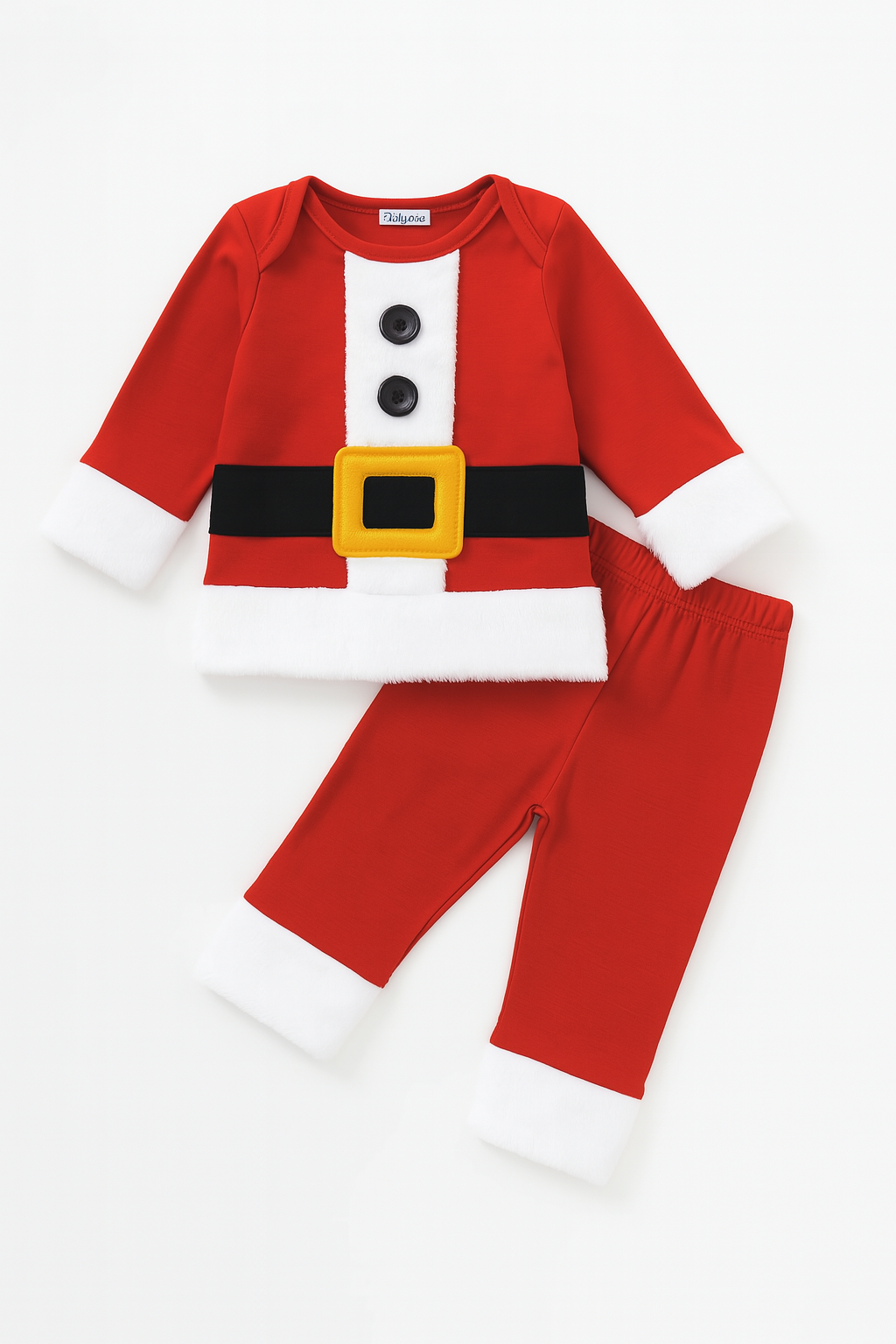 Red & White Christmas Santa Fleece 2pcs Baby Costume