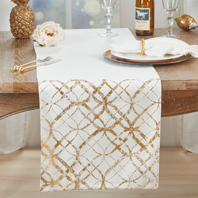 9283 - Gold Metallic Foil Cotton 16"x 72" Table Runner