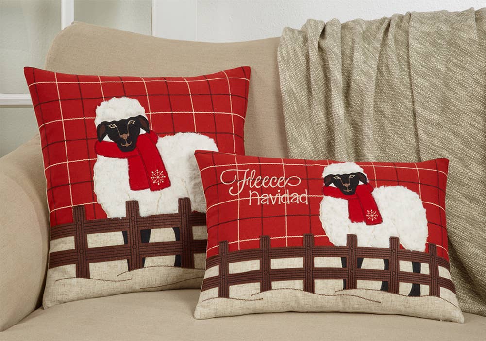 8804 - Plaid Christmas Sheep 18" Throw Pillow
