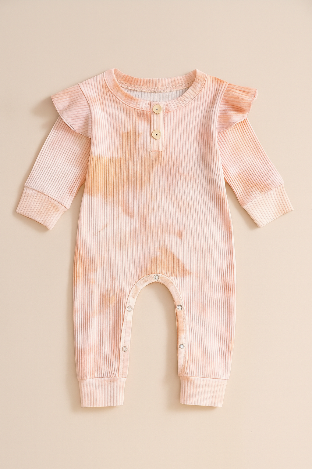 Pink & White Tie Die Ribbed Baby Romper