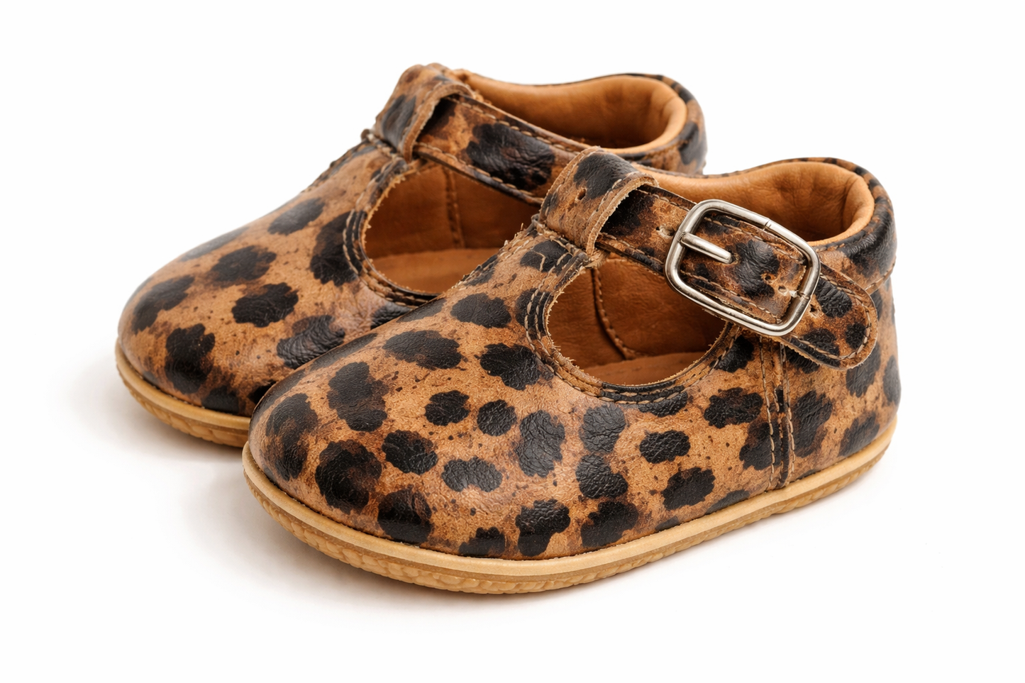 Leopard Soft Leather Anti-Slip Baby Crib Shoes