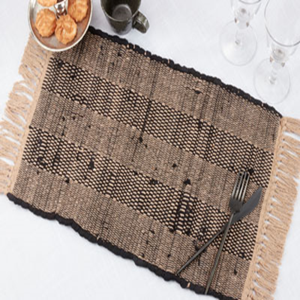 794 - Black Striped Chindi Cotton 14"X20" Placemat