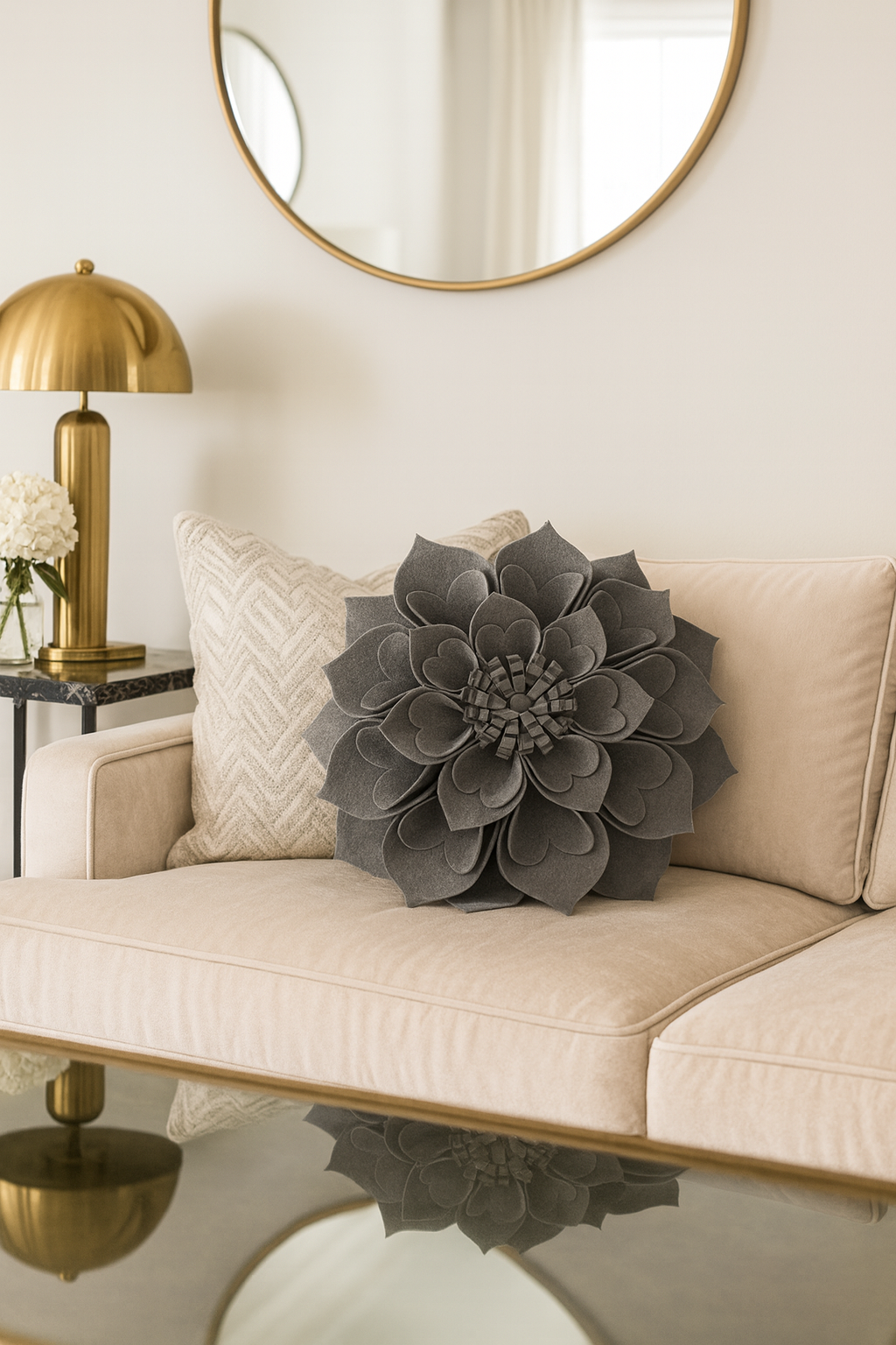 PLW0122 - Slate 3D Heart-Shaped Petal Flower Throw Pillow