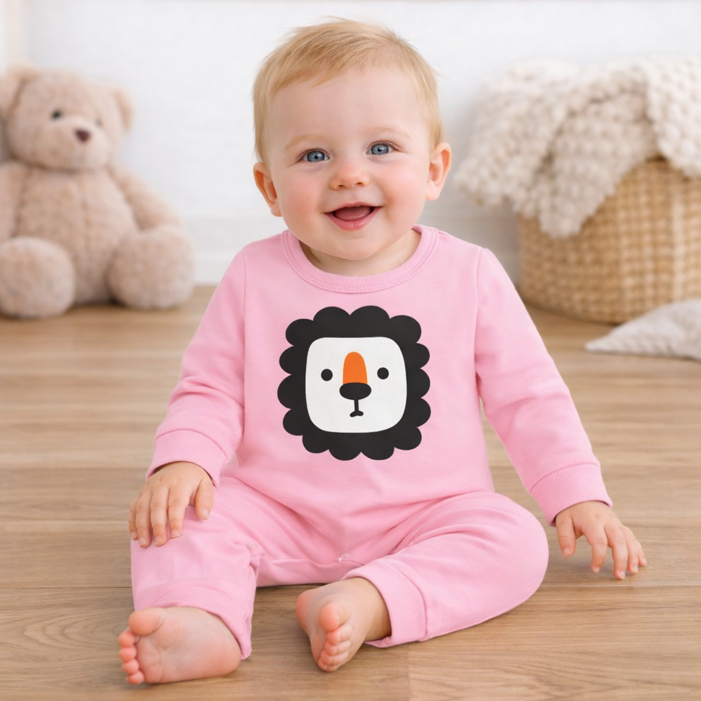 Pink Cute Lion Cotton Baby Romper