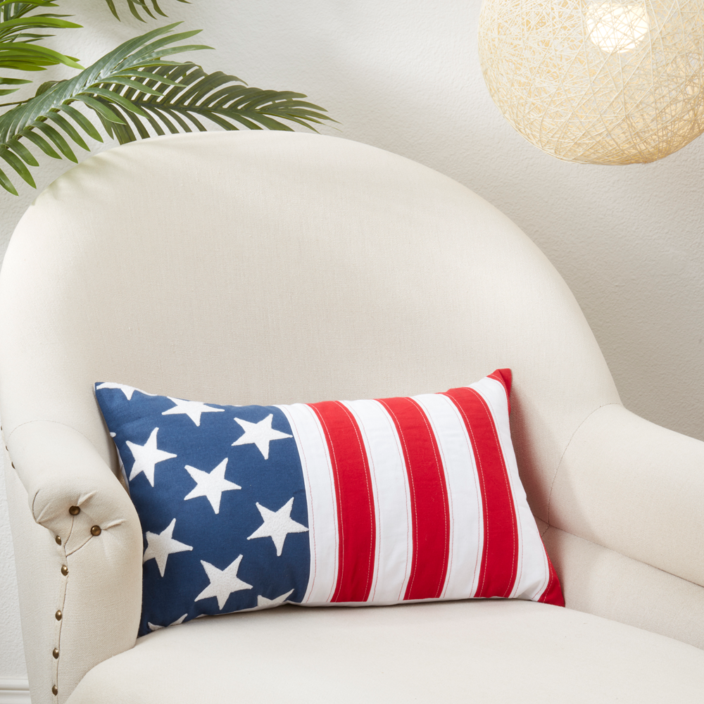 1705 - American Flag 12"x20" Cotton Throw Pillow