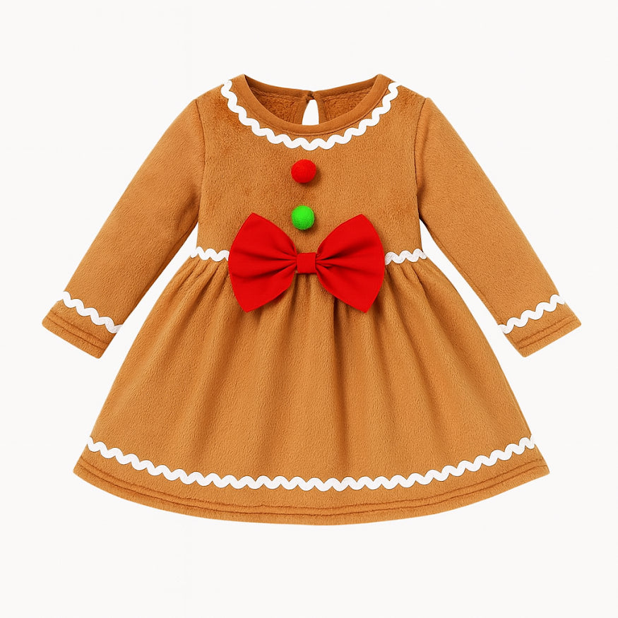 Brown Cute Festive Toddler Baby Girl Dress
