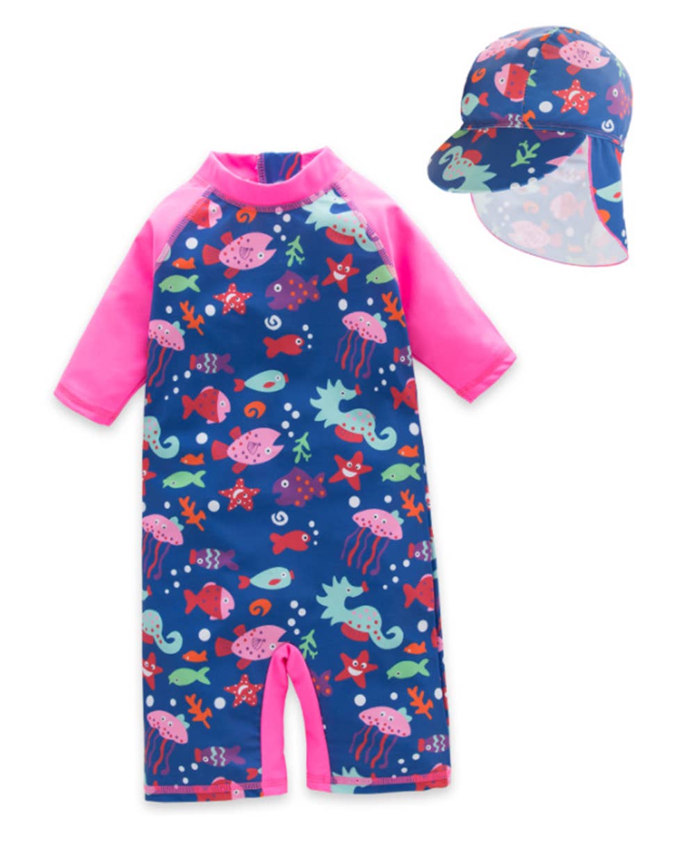 Nautical Sea Creatures 2pcs Girl Swimwear Set