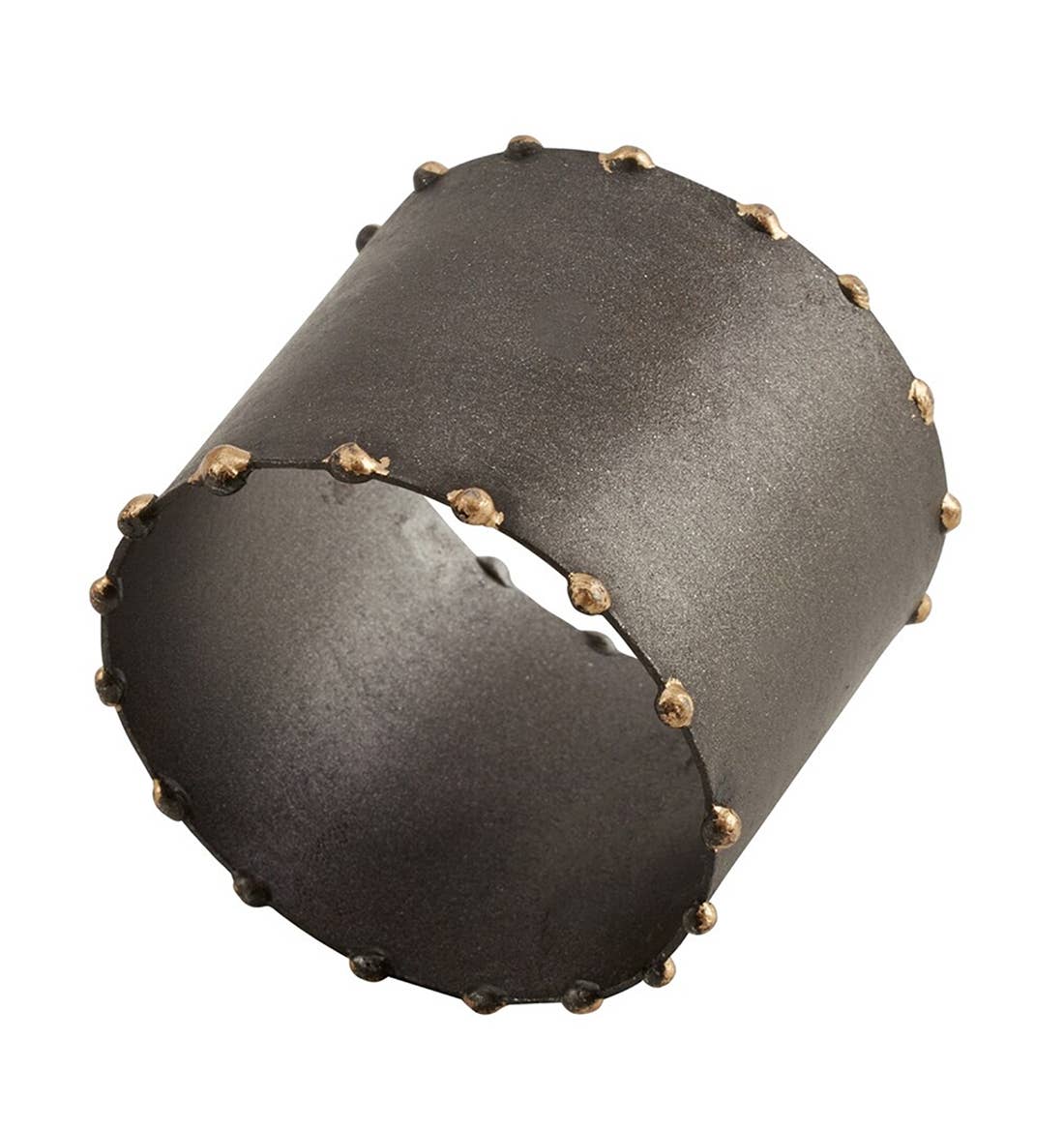 NR484 - Graphite Dot Rim Metal Napkin Ring (Copy)
