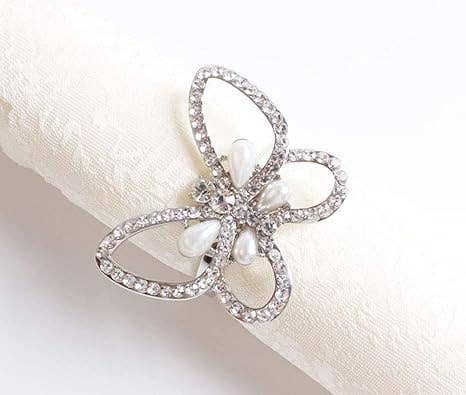 CH017 - Bejeweled Butterfly Silver Metal Napkin Ring
