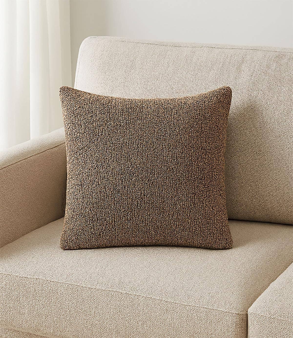 Brown 18" Nubby Weave Minimalist Throw Pillow