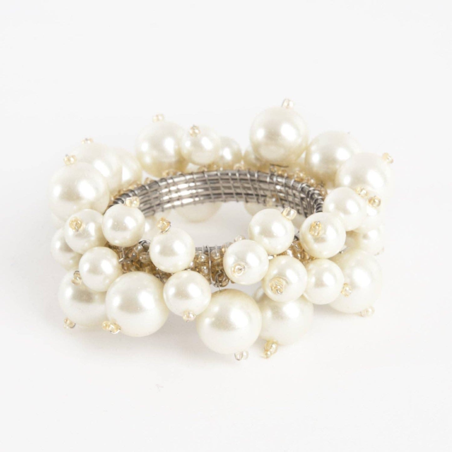 NR369 - Ivory Faux Pearl Napkin Ring – 2" Decorative Table Accent