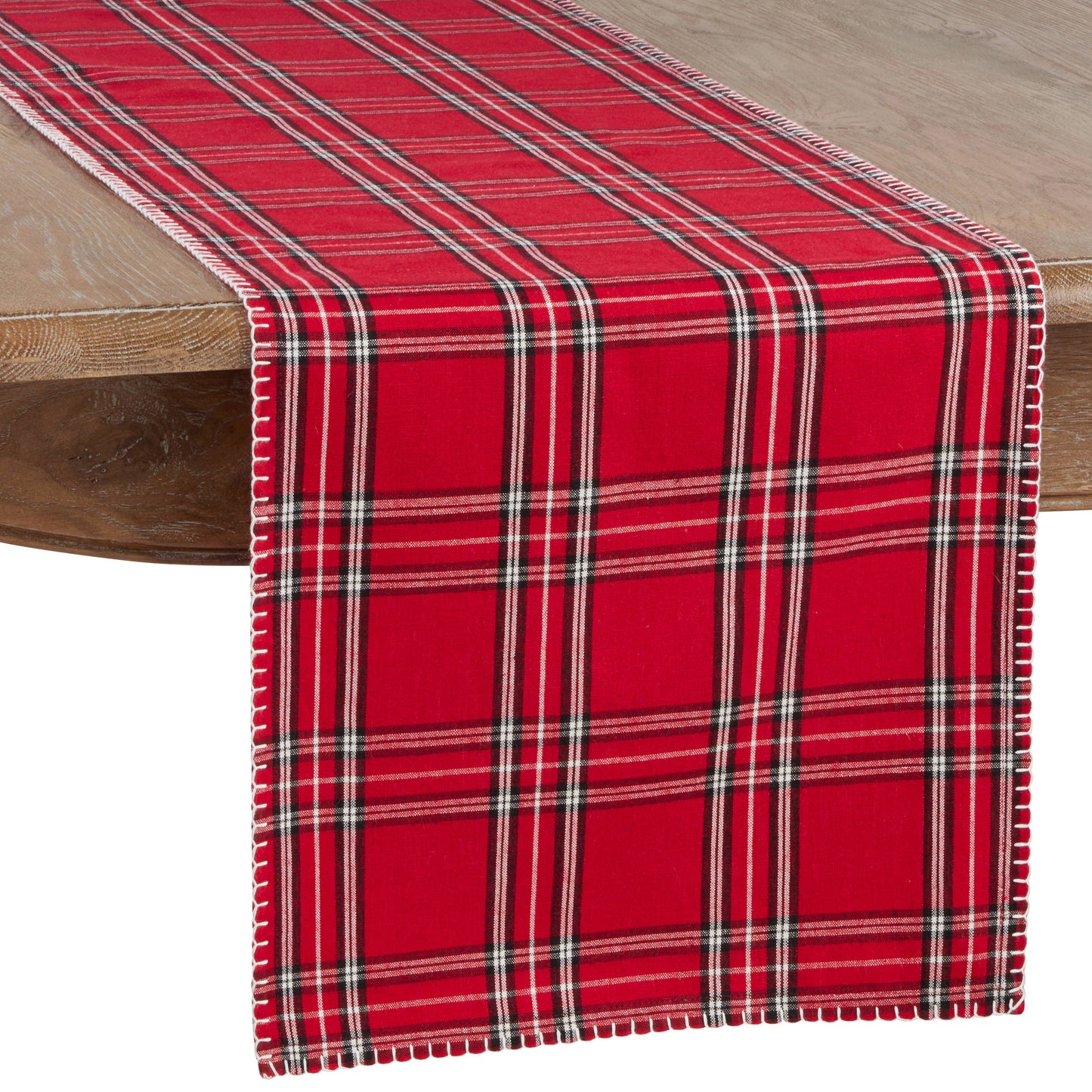 1114 - Red Plaid Whipstitch Cotton Table Runner