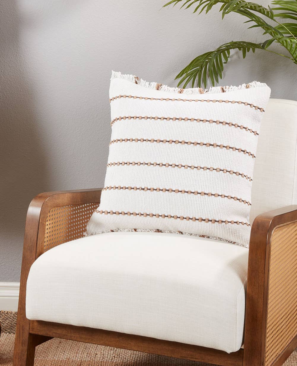 2092 - Striped Cotton 22" Decorative Throw Pillow