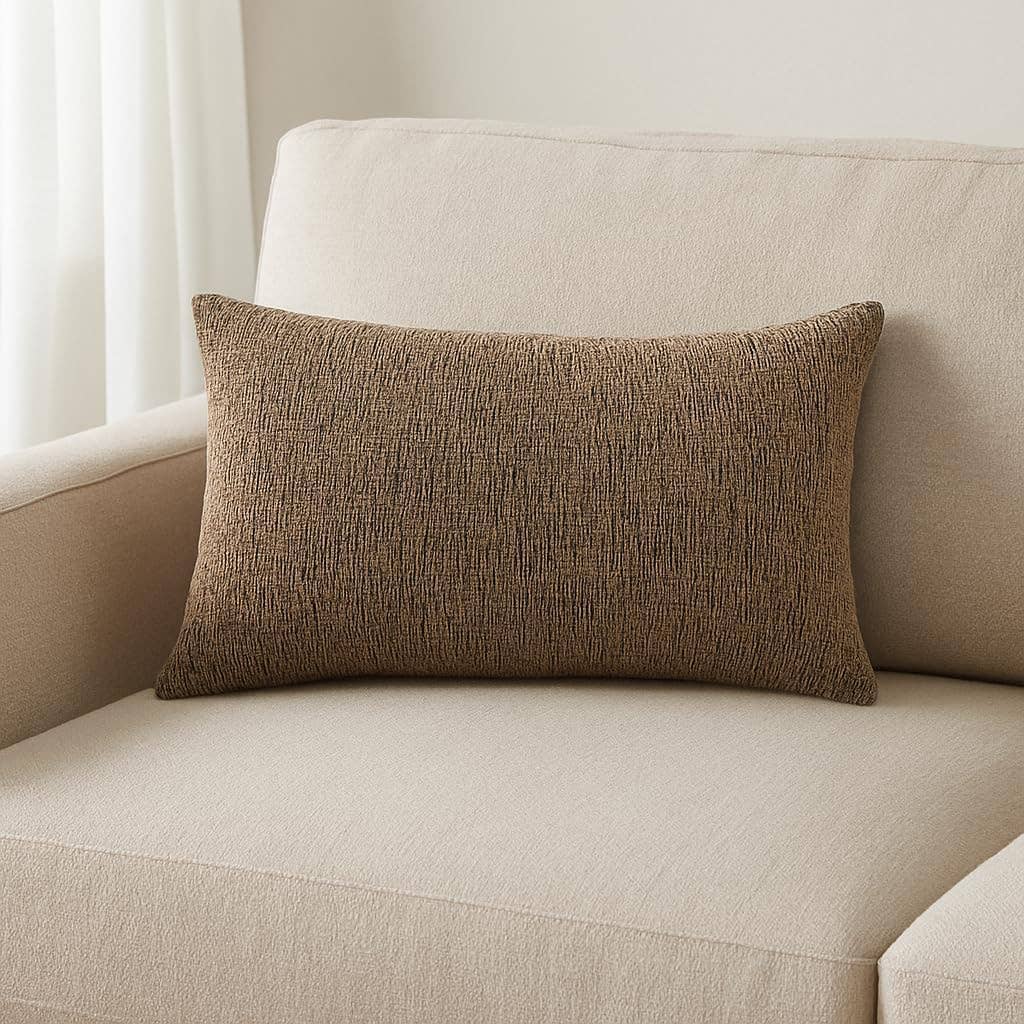 Brown 12"X20" Nubby Weave Minimalist Throw Pillow