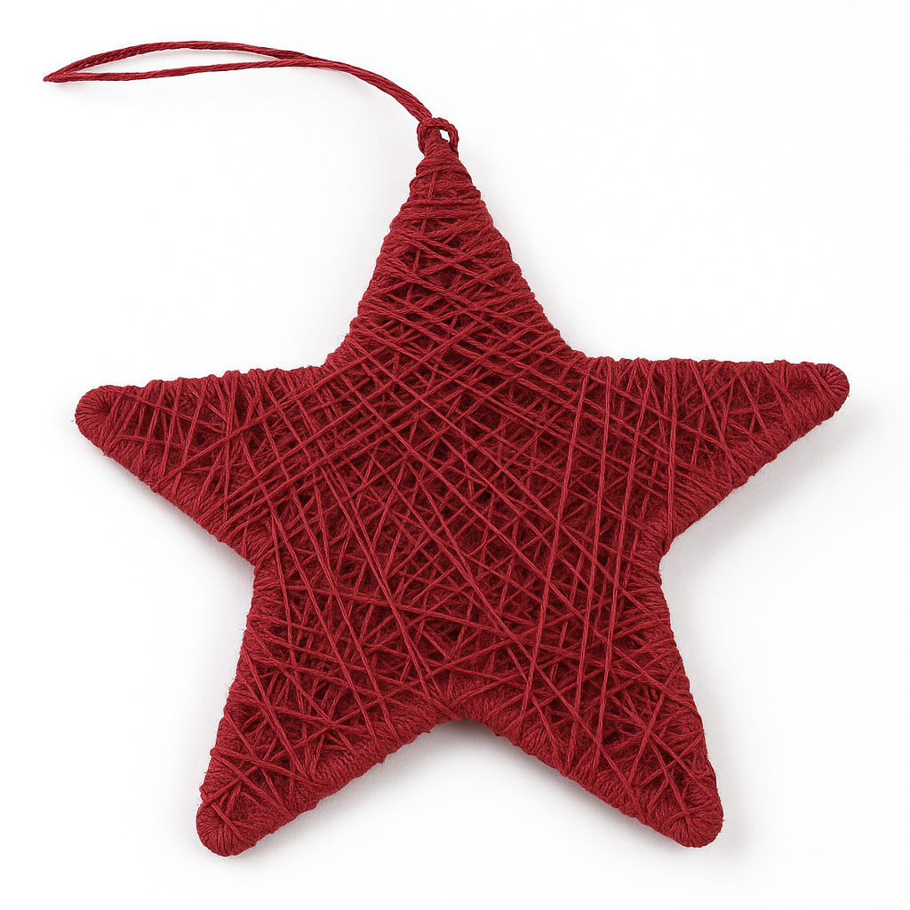Red Burlap Twine 6" Star Ornament
