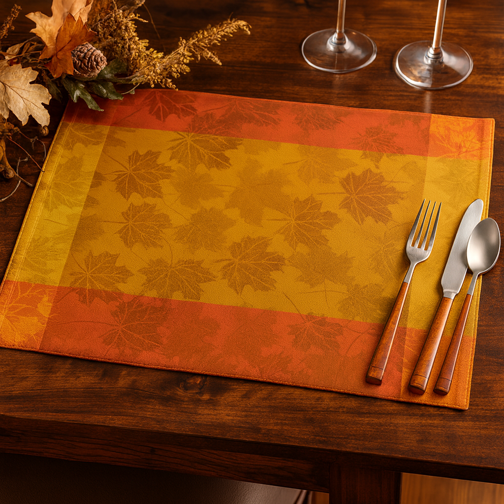 1221 - Foliage Cotton Thanksgiving 13"X19" Placemat