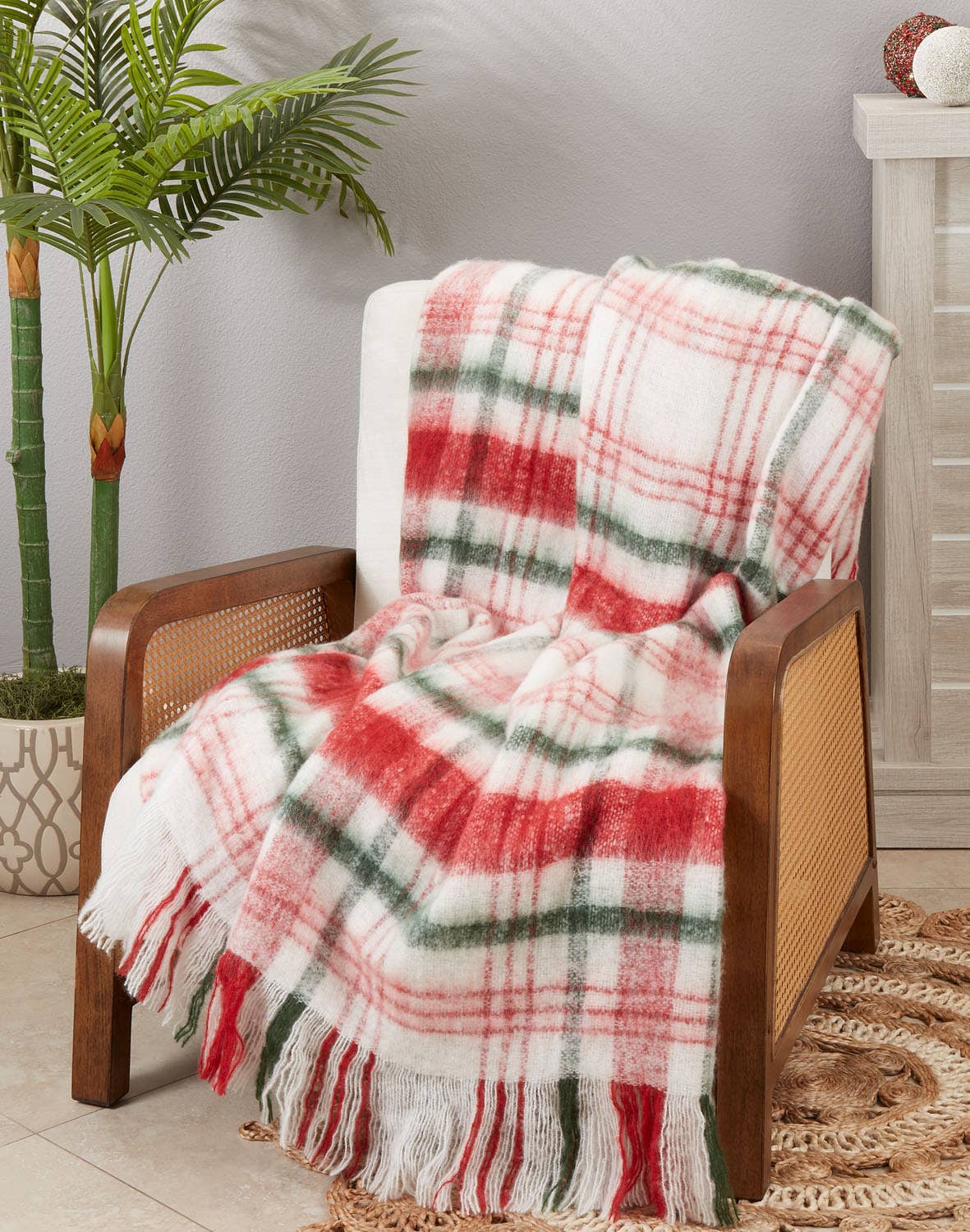 Faux Mohair Multi Plaid 50"X60" Throw Blanket