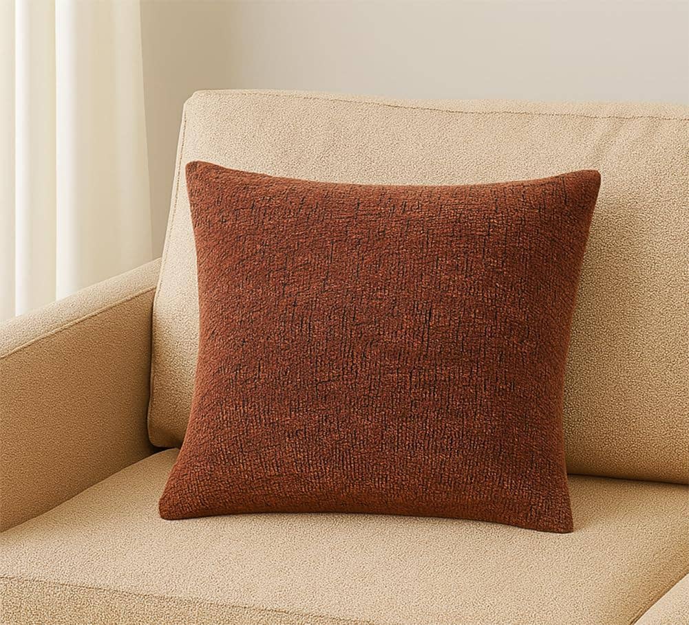 Red 18" Nubby Weave Minimalist Throw Pillow