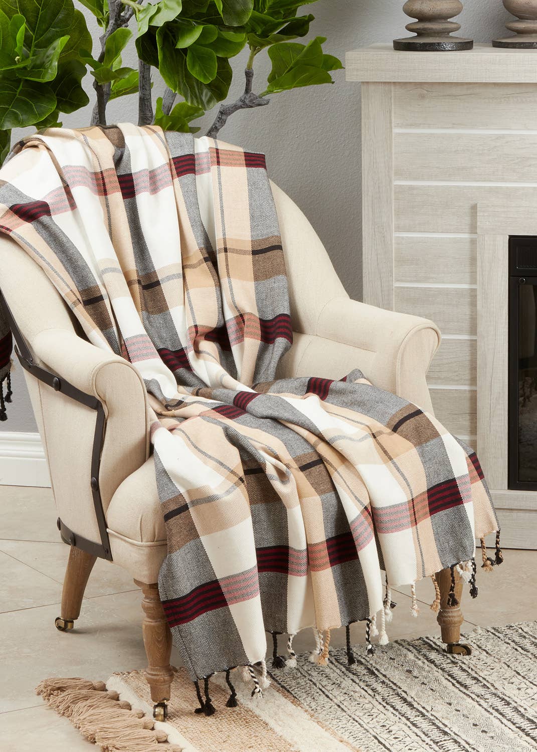 TH235 - Plaid Pure Cotton 50x60 Inch Throw Blanket