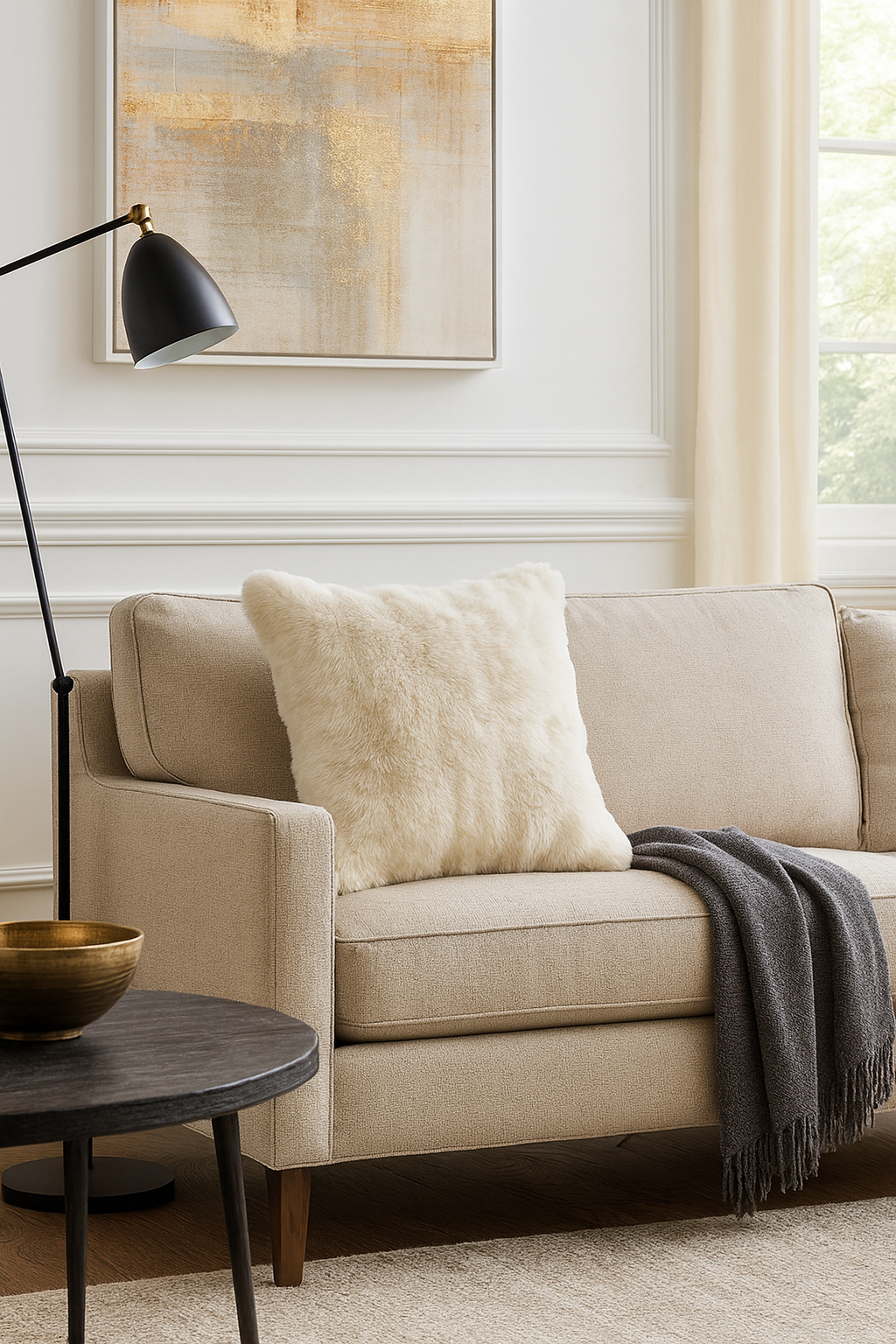 5244 - Ivory Bubble Faux Fur 20" Throw Pillow