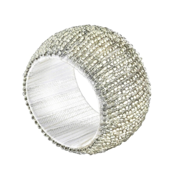Silver Hand Beaded Napkin Ring