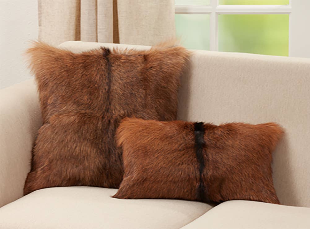 4656 - Brown Goat Fur Filled Throw Pillow