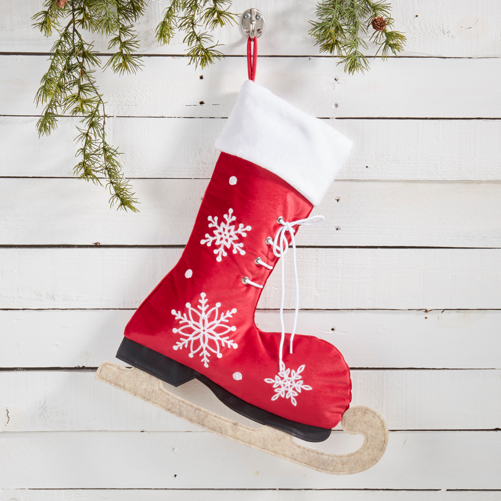 8260 - Red Ice Skate Embroidered Christmas Stocking