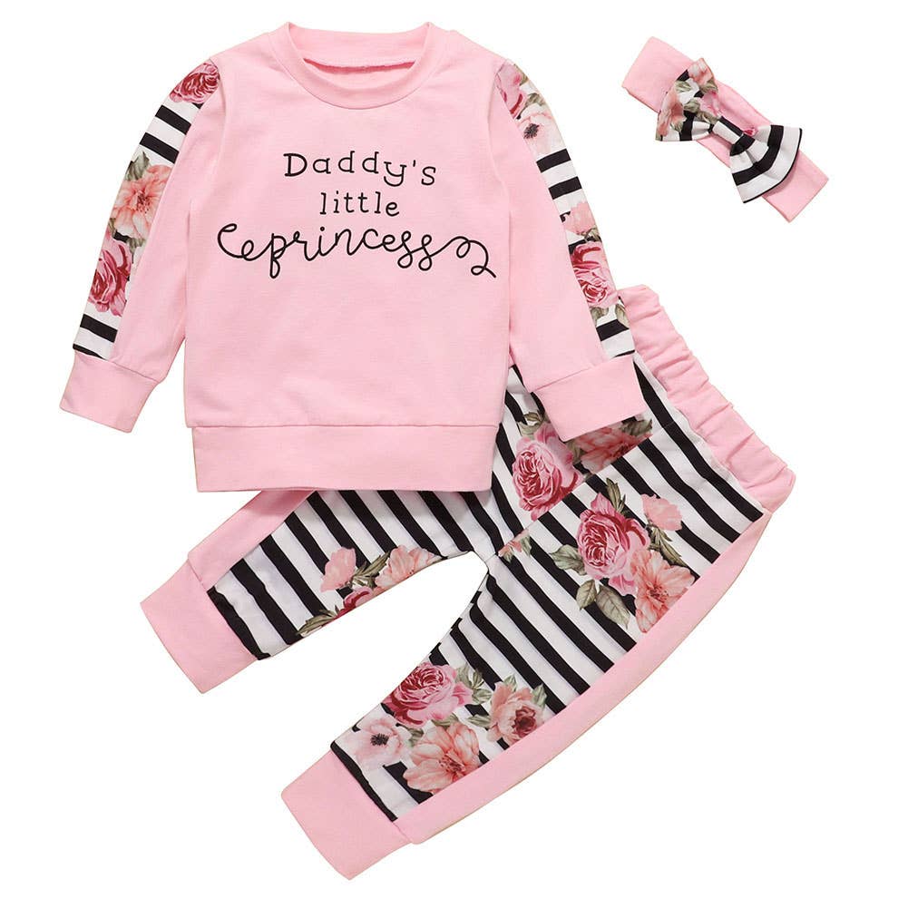 Daddy's Little Princess Pink Cotton 3pcs Girl Outfit