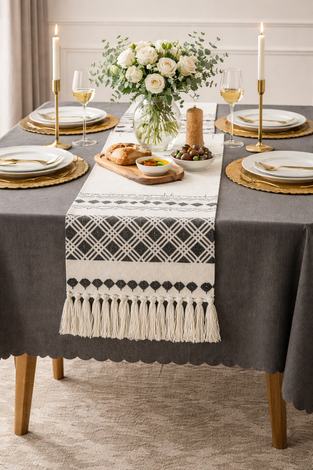 Boho Geometric Woven 14"x71" Table Runner
