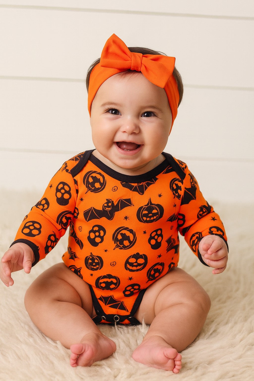 Orange Halloween Cotton Baby Romper