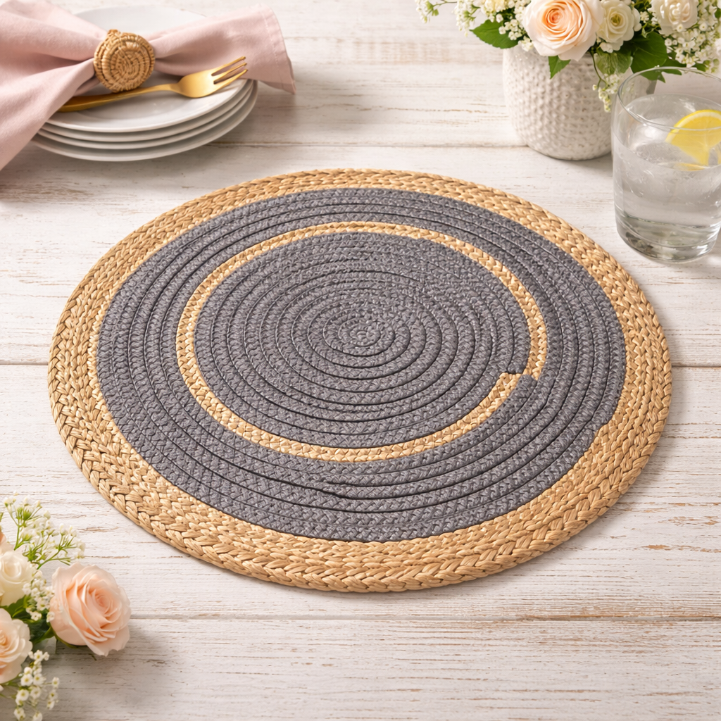 Slate Hand-Woven Rattan Cotton Rope Placemat