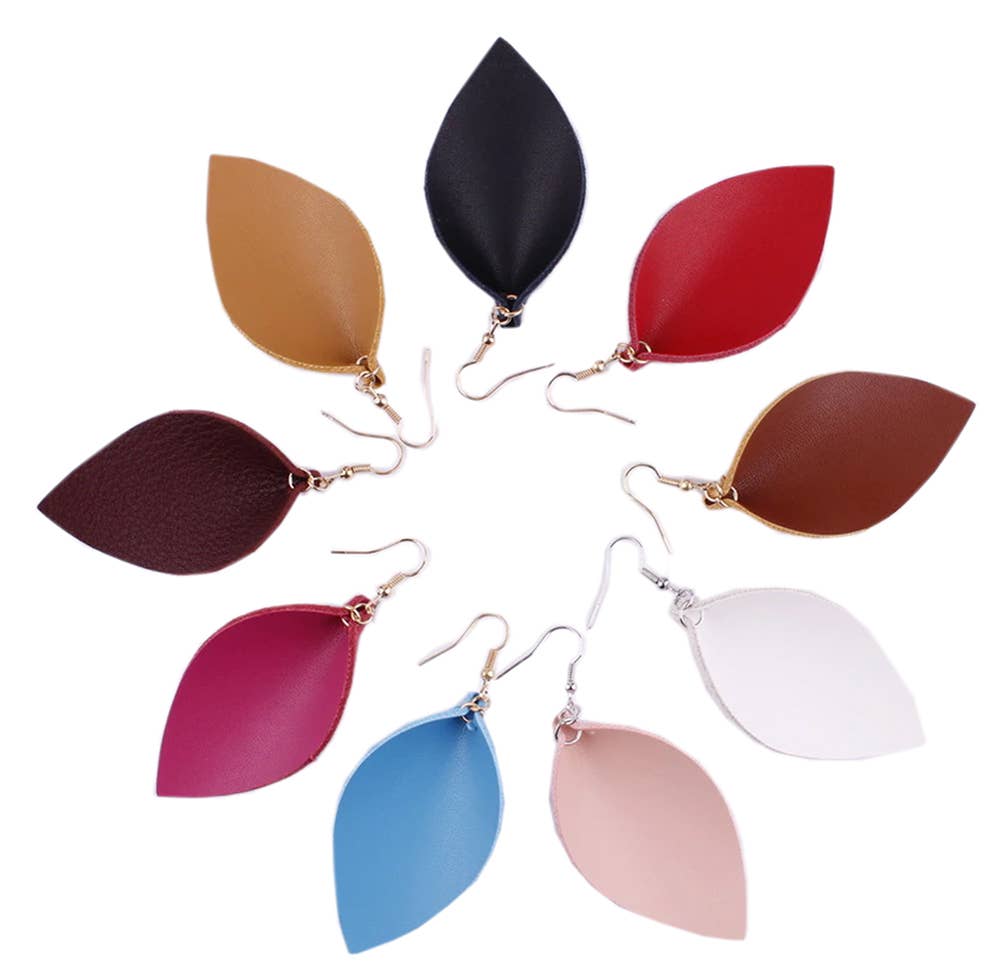 Handmade Leather Leaf Drop Earrings