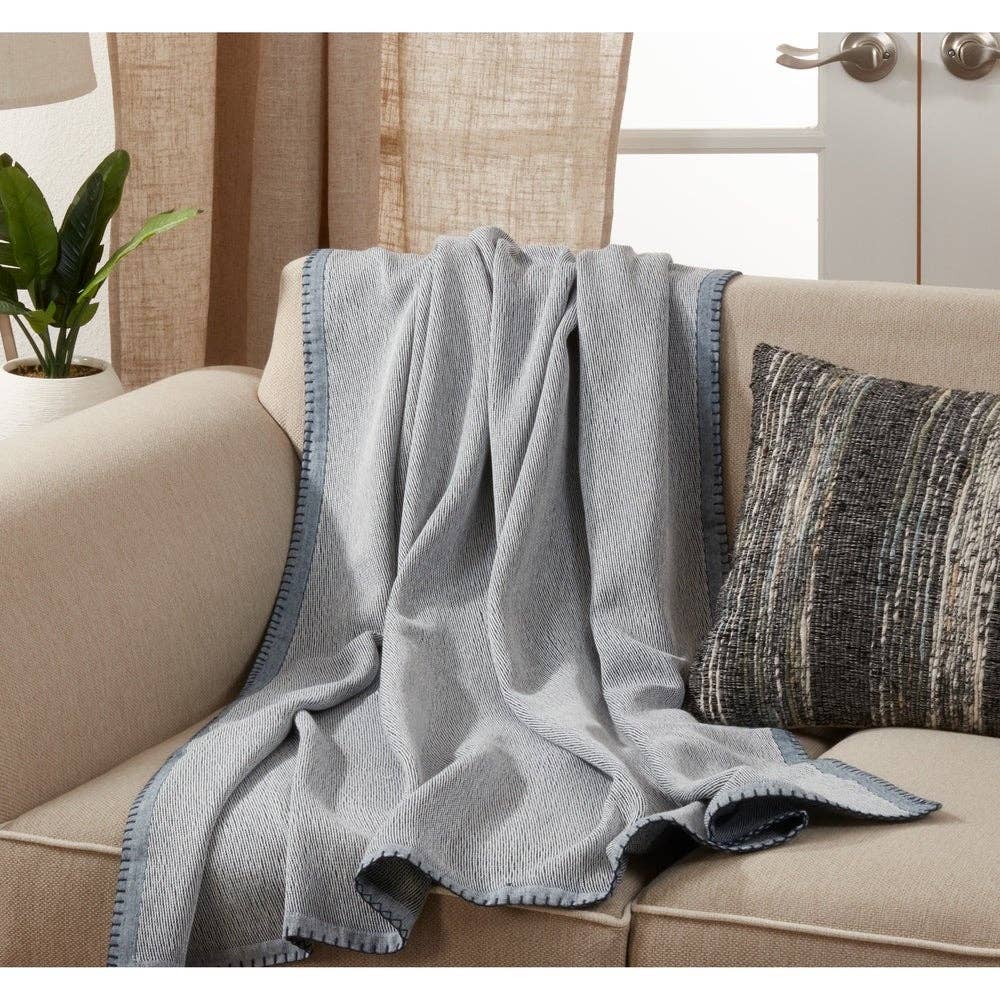 Grey Whipstitch Cotton 50x60 Throw Blanket (Copy)