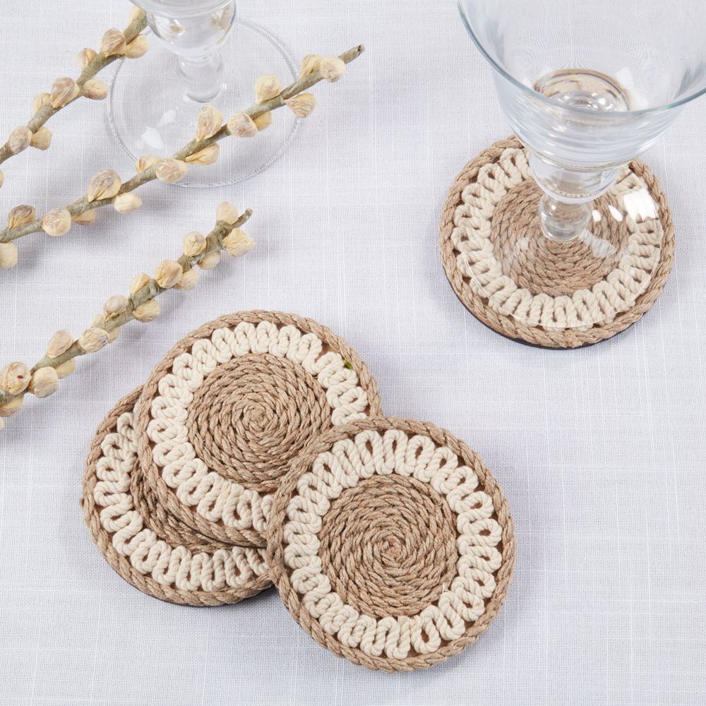 Natural 4" Round Rope Coaster