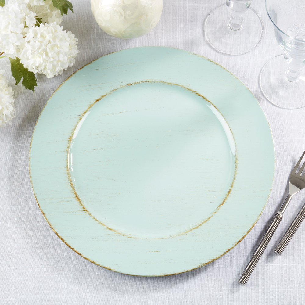 Duck Egg Blue Distressed 13" Charger Plate