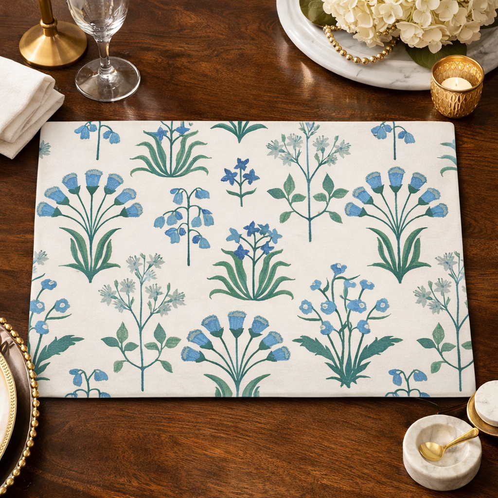 Blue Flower Design 13"x19" Reversible Placemat