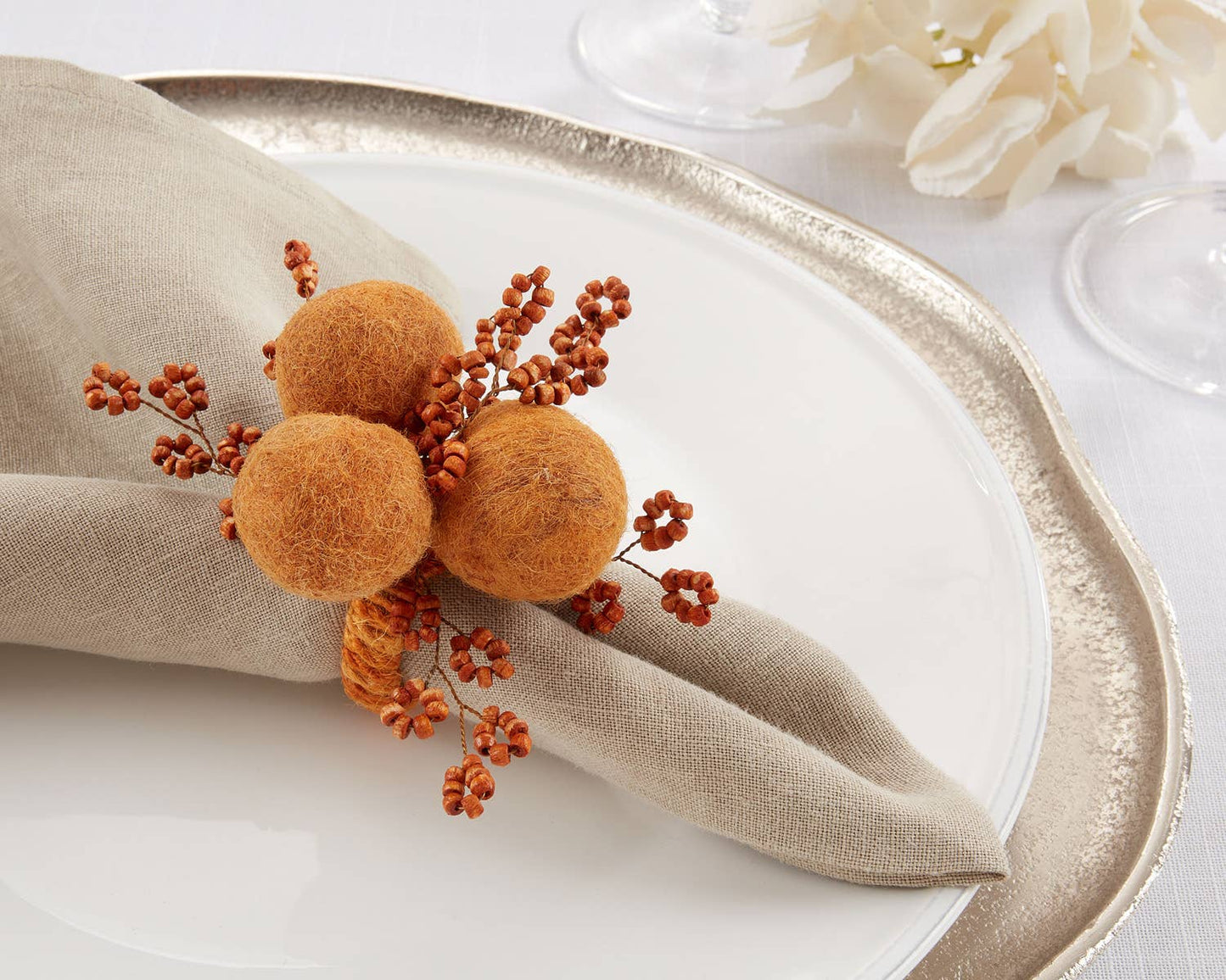 Rust Pom Pom Napkin Ring
