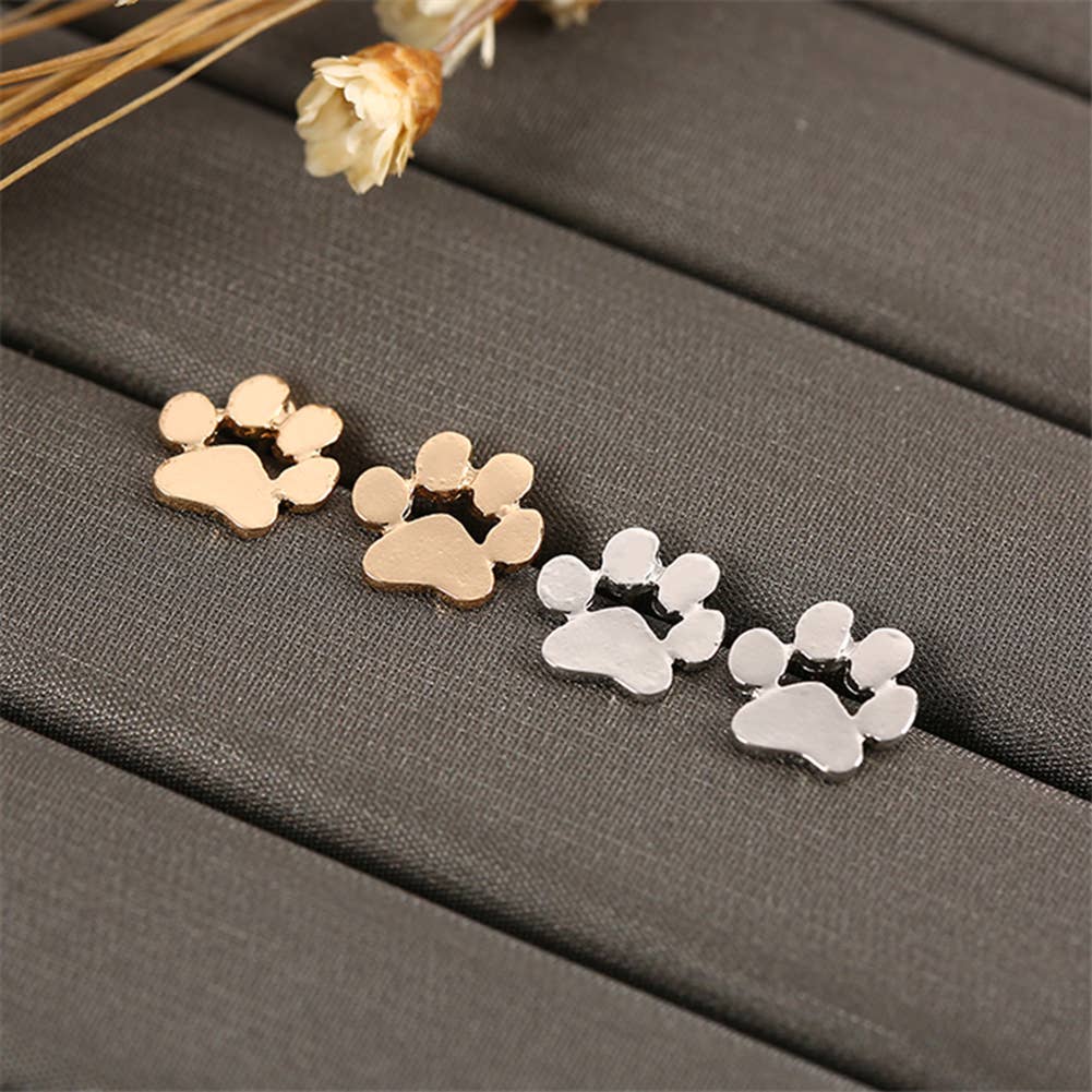 Mini Puppy Doggie Paw Print Stud Earrings