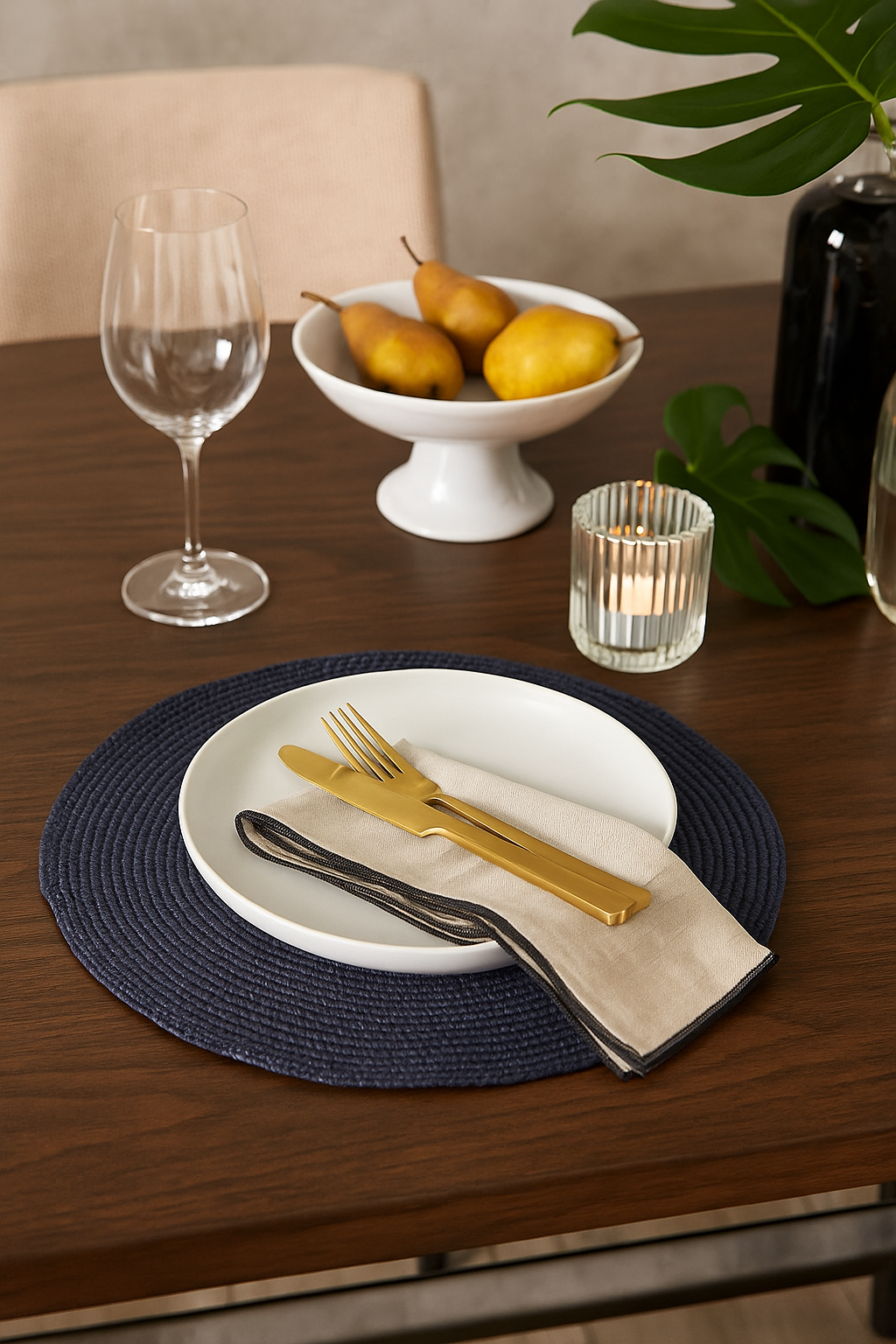 PM0012 - Blue Woven Round 14" Round Placemat