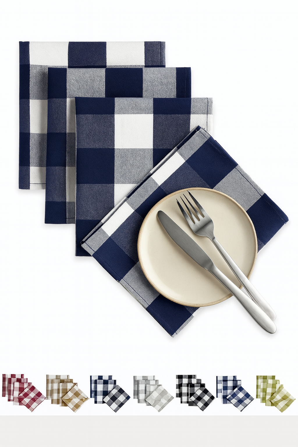 Handmade Two-Tone Farmhouse Plaid 18" Cloth Napkin