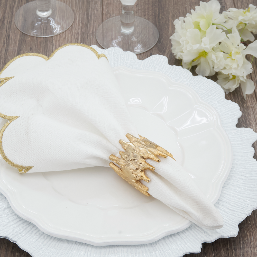Gold Jagged Edge Napkin Ring Holder