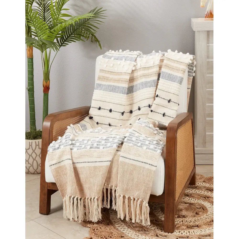 Woven Stripe Cotton 50x60 Throw Blanket