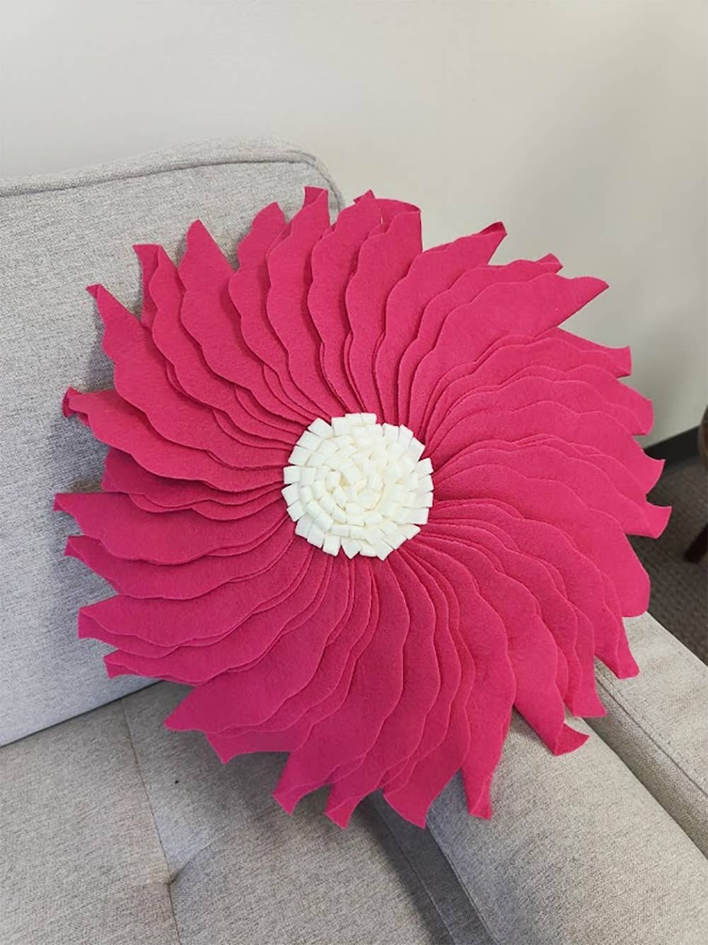 Fuchsia 3D 13" Felt Decorative Throw Pillow