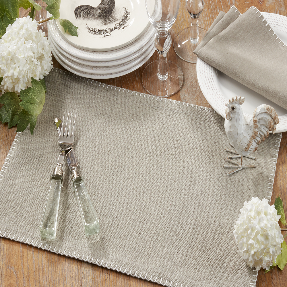 793 - Grey Whip Stitched Cotton Placemat