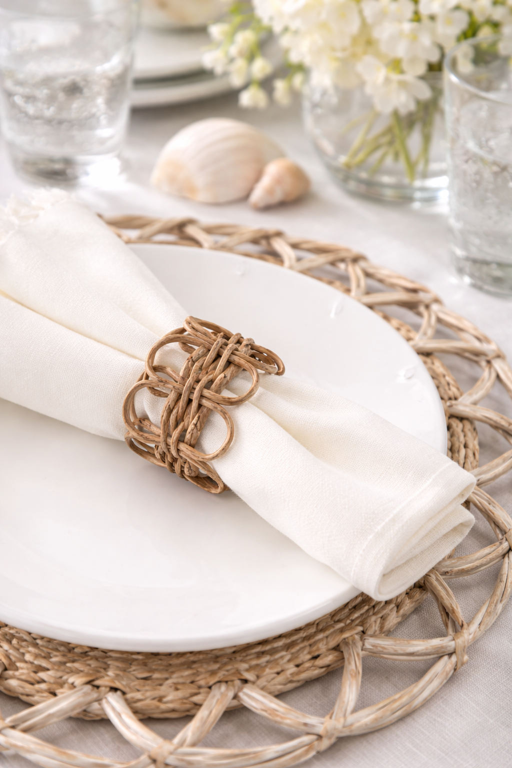 Caramel Twisted Rattan Napkin Ring