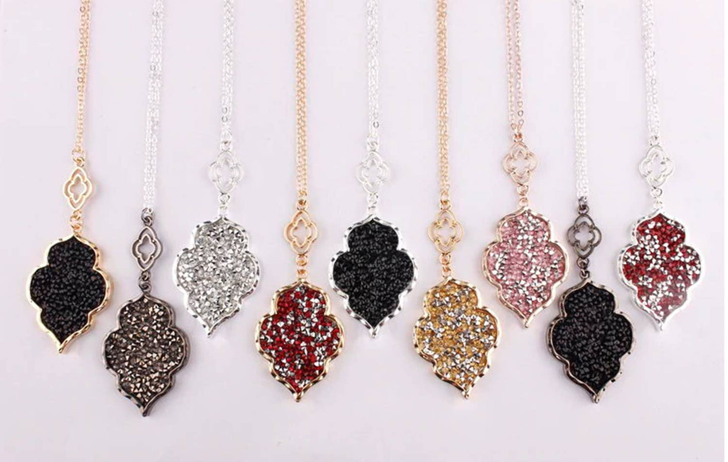 Pave Crystal Quatrefoil Pendant Necklace